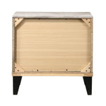 Benzara 2 Drawer Wooden Nightstand with Diamond Metal Knobs, Gray and Black