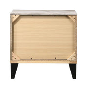 Benzara 2 Drawer Wooden Nightstand with Diamond Metal Knobs, Gray and Black
