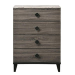 Benzara 5 Drawer Wooden Chest with Diamond Metal Knobs, Gray and Black