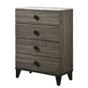 Benzara 5 Drawer Wooden Chest with Diamond Metal Knobs, Gray and Black