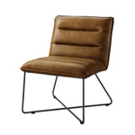 Benzara Horizontal Tufted Accent Chair with Sled Base and X Shaped Support, Brown