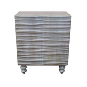Benzara 2 Door Wooden Console Table with Wavy Pattern Fronts, White