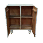 Benzara 2 Door Wooden Console Table with Wavy Pattern Fronts, White
