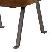Benzara Horizontal Channel Tufted Ottoman with Angled Metal Legs, Brown and Silver