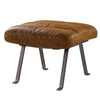 Benzara Horizontal Channel Tufted Ottoman with Angled Metal Legs, Brown and Silver