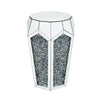 Benzara Round End Table with Mirror Panels and Faux Gemstone Accents, Silver