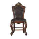 Benzara Leatherette Padded Counter Height Chair with Carvings, Set of 2, Brown