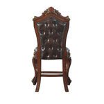 Benzara Leatherette Padded Counter Height Chair with Carvings, Set of 2, Brown