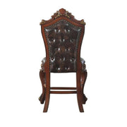 Benzara Leatherette Padded Counter Height Chair with Carvings, Set of 2, Brown