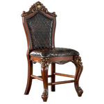 Benzara Leatherette Padded Counter Height Chair with Carvings, Set of 2, Brown