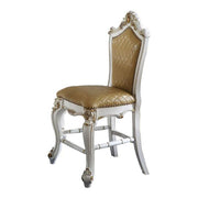 Benzara Leatherette Padded Counter Height Chair, Set of 2, White and Beige