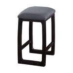 Benzara Wooden Counter Height Stool with Fabric Upholstered Seat, Gray and Brown