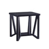 Benzara Wooden End Table with Open Bottom Shelf and Geometric Base, Dark Gray