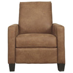 Benzara Leatherette Low Leg Recliner with Track Armrests and Stitched Details,Brown
