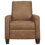 Benzara Leatherette Low Leg Recliner with Track Armrests and Stitched Details,Brown