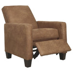 Benzara Leatherette Low Leg Recliner with Track Armrests and Stitched Details,Brown