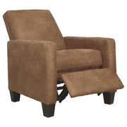 Benzara Leatherette Low Leg Recliner with Track Armrests and Stitched Details,Brown
