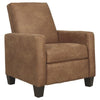 Benzara Leatherette Low Leg Recliner with Track Armrests and Stitched Details,Brown