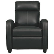 Benzara Leatherette Low Leg Recliner with Slope Armrests and Stitched Details,Black