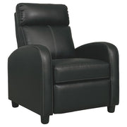 Benzara Leatherette Low Leg Recliner with Slope Armrests and Stitched Details,Black