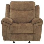 Benzara Fabric Upholstered Pull Tab Rocker Recliner with Pillow Top Armrests, Brown
