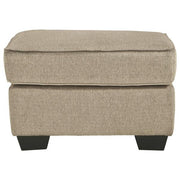 Benzara Fabric Upholstered Rectangular Ottoman with Welt Trim Details, Beige