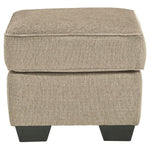 Benzara Fabric Upholstered Rectangular Ottoman with Welt Trim Details, Beige