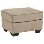 Benzara Fabric Upholstered Rectangular Ottoman with Welt Trim Details, Beige