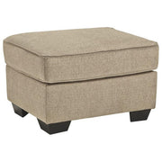 Benzara Fabric Upholstered Rectangular Ottoman with Welt Trim Details, Beige
