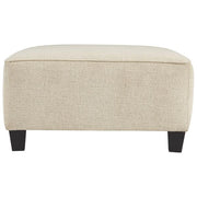 Benzara Fabric Upholstered Oversized Square Ottoman with Tapered Block Legs, Beige