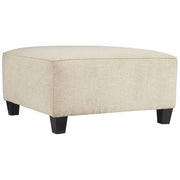 Benzara Fabric Upholstered Oversized Square Ottoman with Tapered Block Legs, Beige