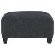Benzara Fabric Upholstered Oversized Square Ottoman with Tapered Block Legs, Gray