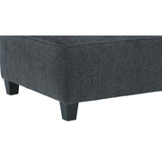 Benzara Fabric Upholstered Oversized Square Ottoman with Tapered Block Legs, Gray