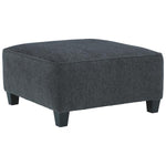 Benzara Fabric Upholstered Oversized Square Ottoman with Tapered Block Legs, Gray