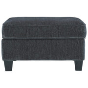 Benzara Fabric Upholstered Rectangular Ottoman with Tapered Block Legs, Gray