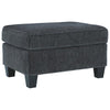 Benzara Fabric Upholstered Rectangular Ottoman with Tapered Block Legs, Gray