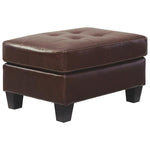Benzara Rectangular Leatherette Ottoman with Tufted Seat and Tapered Legs, Brown