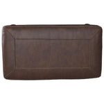 Benzara Rectangular Leatherette Ottoman with Stitched Details and Bun Feet, Brown
