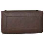 Benzara Rectangular Leatherette Ottoman with Stitched Details and Bun Feet, Brown