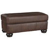 Benzara Rectangular Leatherette Ottoman with Stitched Details and Bun Feet, Brown