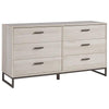 Benzara 6 Drawer Wooden Dresser with Metal Legs, Antique White and Gray