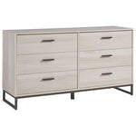 Benzara 6 Drawer Wooden Dresser with Metal Legs, Antique White and Gray