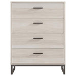 Benzara 4 Drawer Wooden Chest with Metal Legs, Antique White and Gray