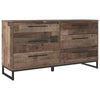 Benzara 6 Drawer Wooden Dresser with Metal Legs, Brown and Black