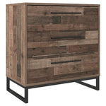 Benzara 3 Drawer Wooden Chest with Metal Legs, Brown and Black
