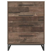 Benzara 4 Drawer Wooden Chest with Metal Legs, Brown and Black