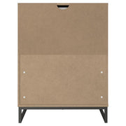 Benzara 4 Drawer Wooden Chest with Metal Legs, Brown and Black