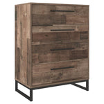 Benzara 4 Drawer Wooden Chest with Metal Legs, Brown and Black