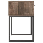 Benzara Single Drawer Wooden Nightstand with Metal Legs, Brown and Black
