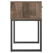 Benzara Single Drawer Wooden Nightstand with Metal Legs, Brown and Black